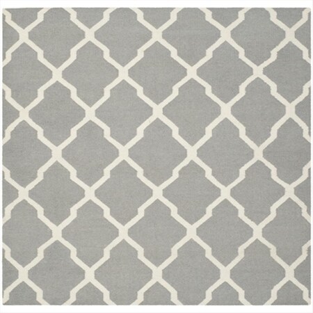 Safavieh 6 x 6 ft. Square- Contemporary Dhurries Grey And Ivory Flatweave Rug DHU634B-6SQ